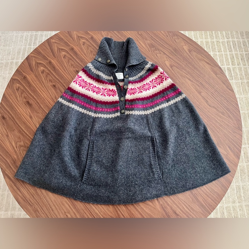 H&M fair-isle wool knit poncho, size S